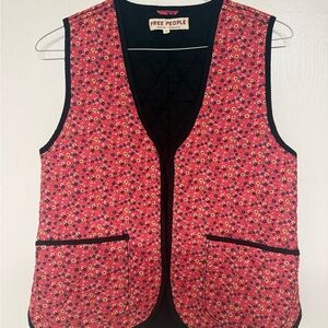 Free People Red Floral Vest